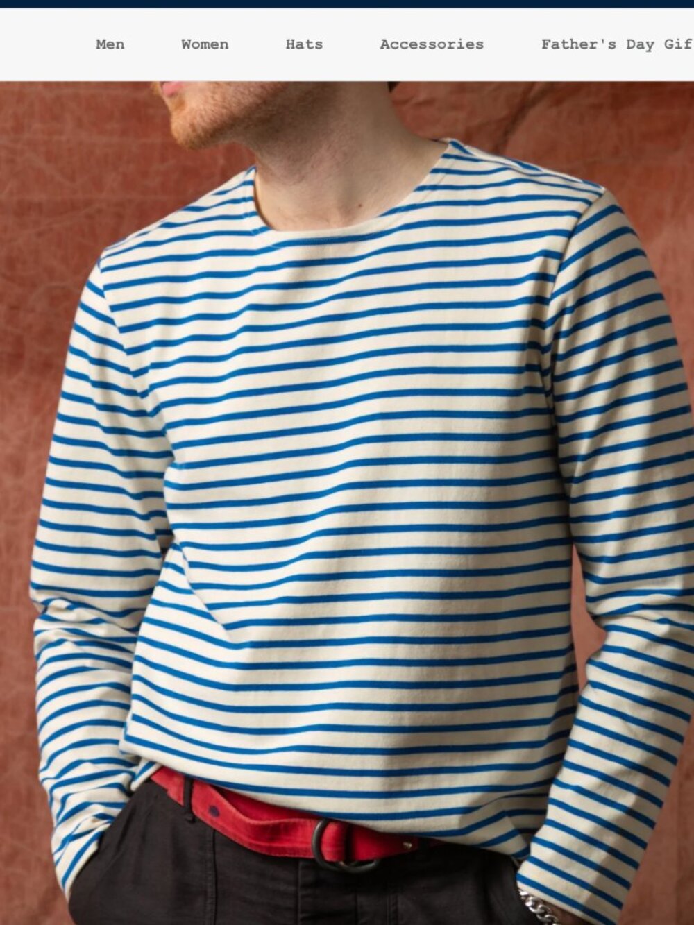Quaker Marine Breton Stripe Boatneck Tee in Off White/Atlantic Blue, Size L